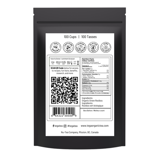 Organic Green Rooibos Loose Leaf Tea – 250g (Makes 100 Cups) | Antioxidant & Caffeine-Free Wellness Tea