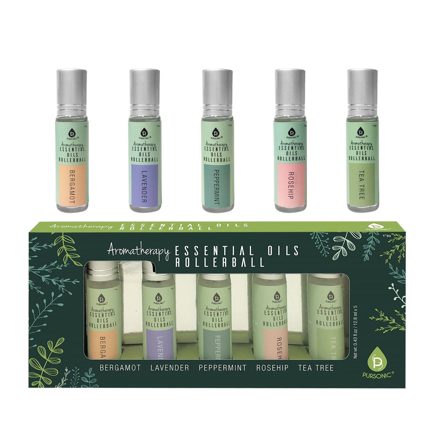 Aromatherapy Essential Oil Roller Set – Natural Stress Relief & Mood Support (5 Scents)