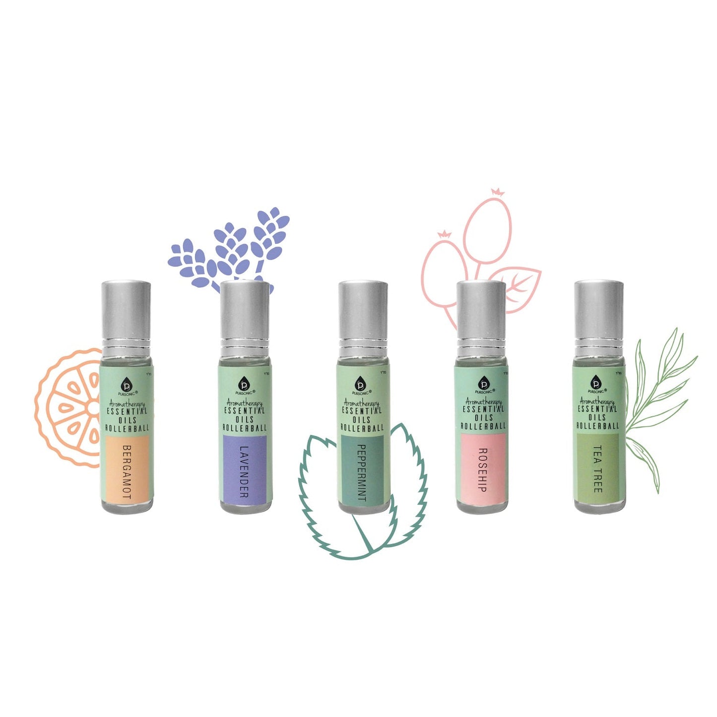 Aromatherapy Essential Oil Roller Set – Natural Stress Relief & Mood Support (5 Scents)