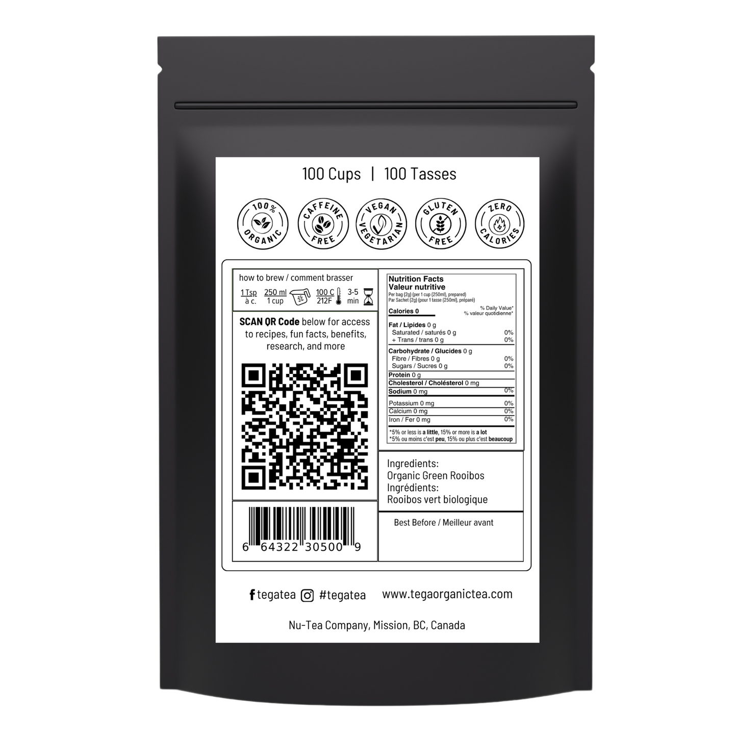 Organic Green Rooibos Loose Leaf Tea – 250g (Makes 100 Cups) | Antioxidant & Caffeine-Free Wellness Tea