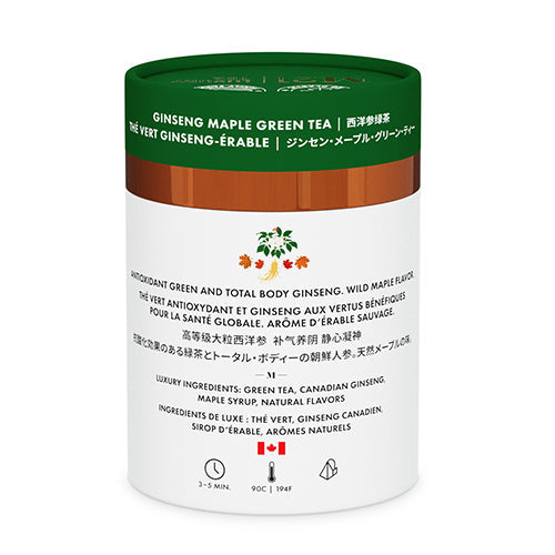 Maple Ginseng Green Tea – Luxury Wellness Blend (12ct Canister)