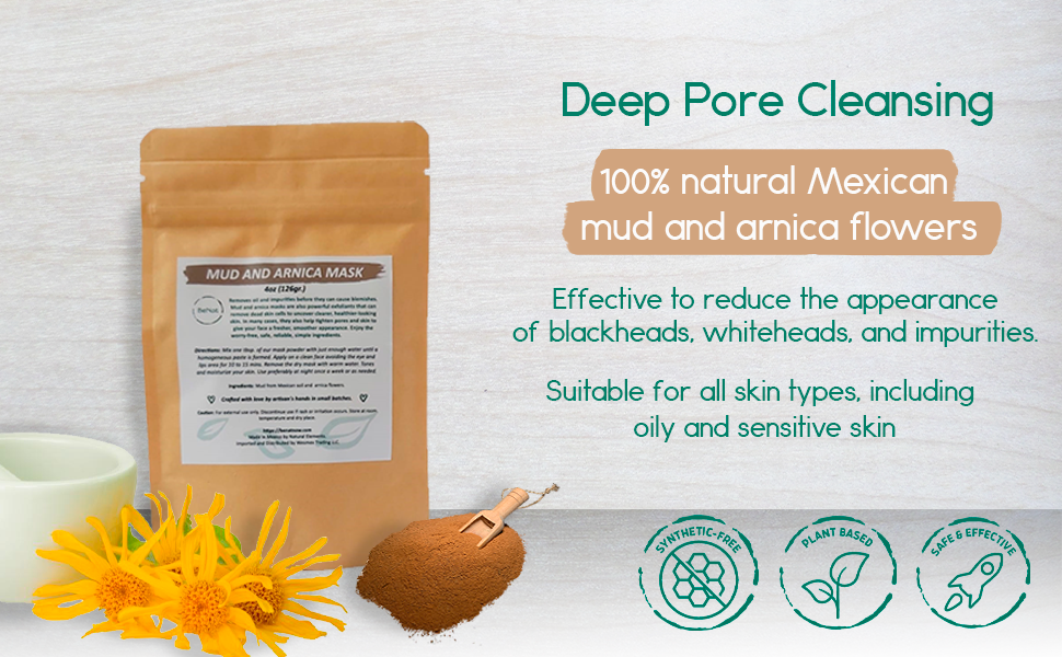 Mud & Arnica Detox Face Mask – 4oz Deep Cleansing Exfoliant