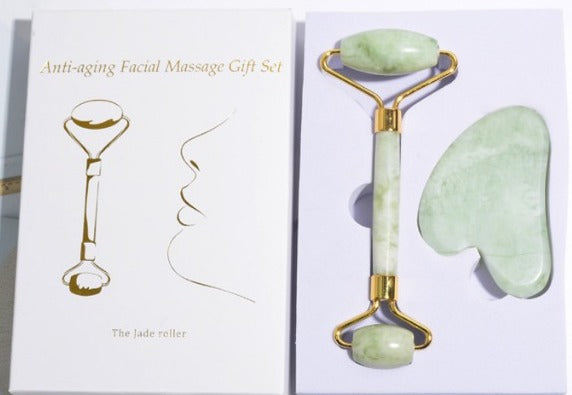 Jade Roller & Gua Sha Gift Box – Natural Facial Massage Set