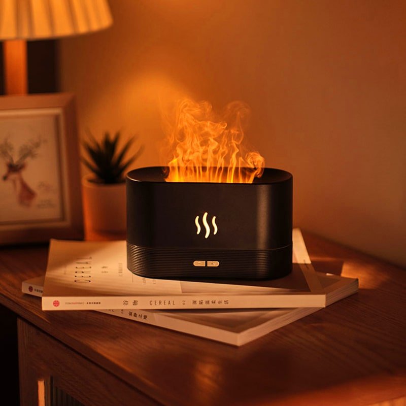 Flame Mist Essential Oil Diffuser – Ultrasonic Aromatherapy Humidifier & Relaxing LED Light