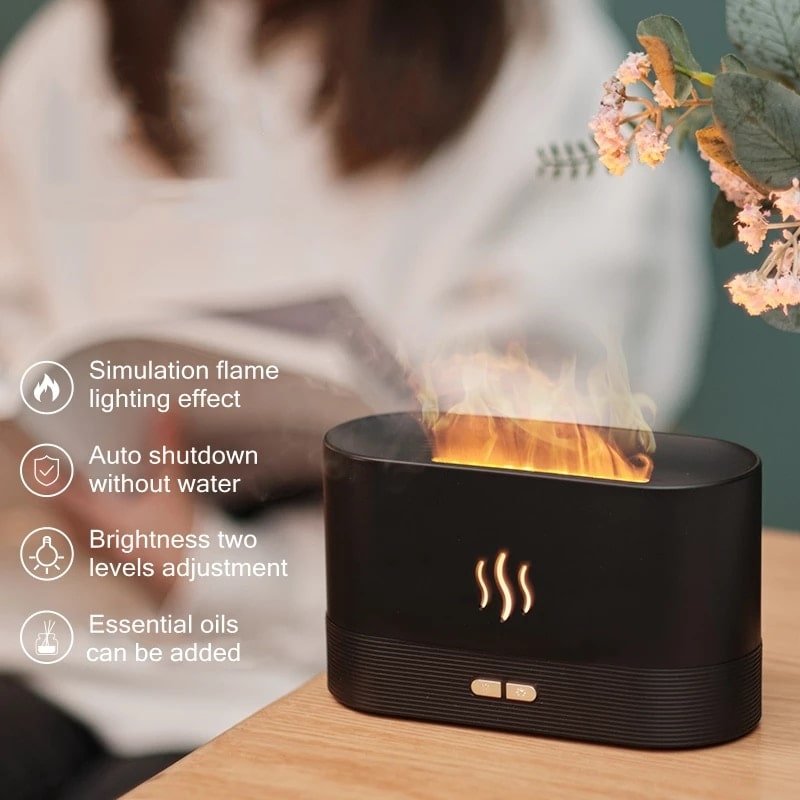 Flame Mist Essential Oil Diffuser – Ultrasonic Aromatherapy Humidifier & Relaxing LED Light