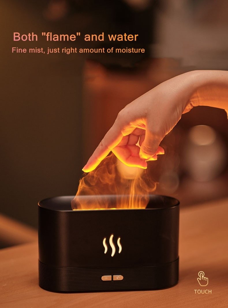 Flame Mist Essential Oil Diffuser – Ultrasonic Aromatherapy Humidifier & Relaxing LED Light